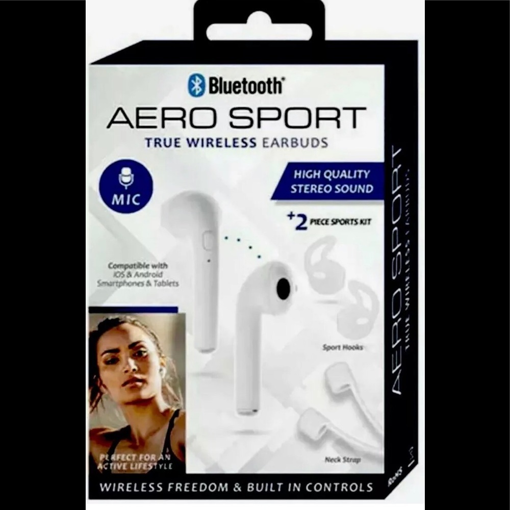 Aero Sport True Wireless Bluetooth Earbuds White